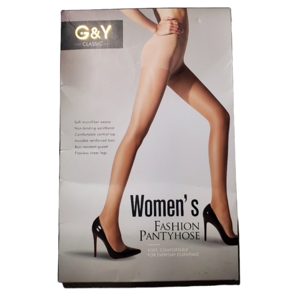 Not For Sale NWT G&Y Women's Fashion Pantyhose 3 Pk Sheer Tights Black Size Med